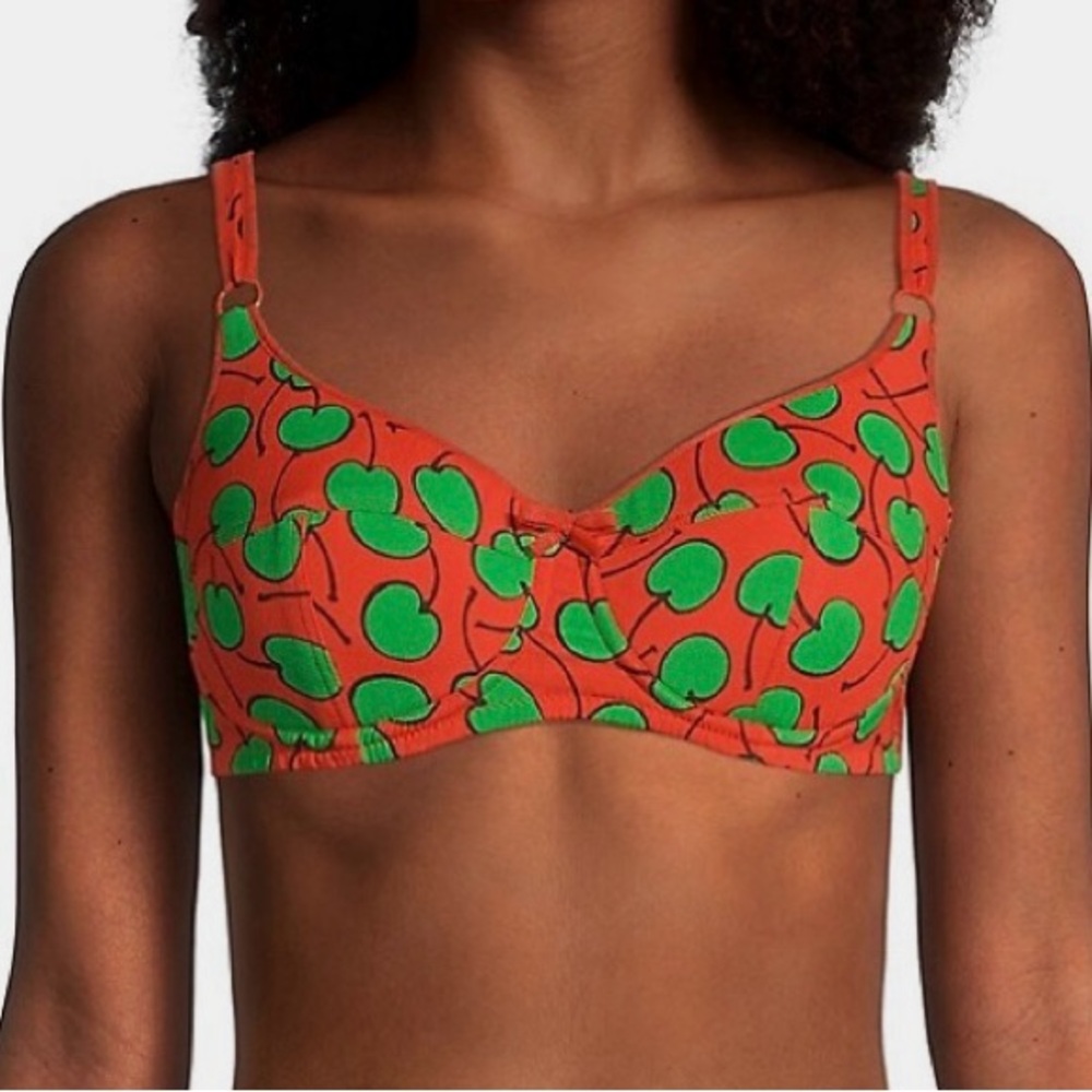 MOSCHINO
Cherry-Print Georgette Bra Top. NWT